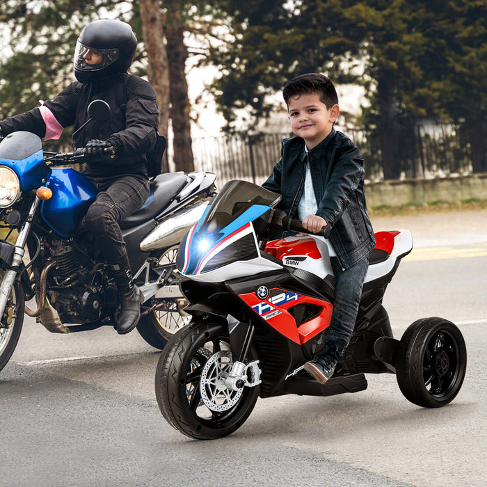 Costway 12v Enfants Rouler Sur Moto Bmw 3 Roues Electriques Sous Licence Jouet W / Lumiere Et Musique Rouge