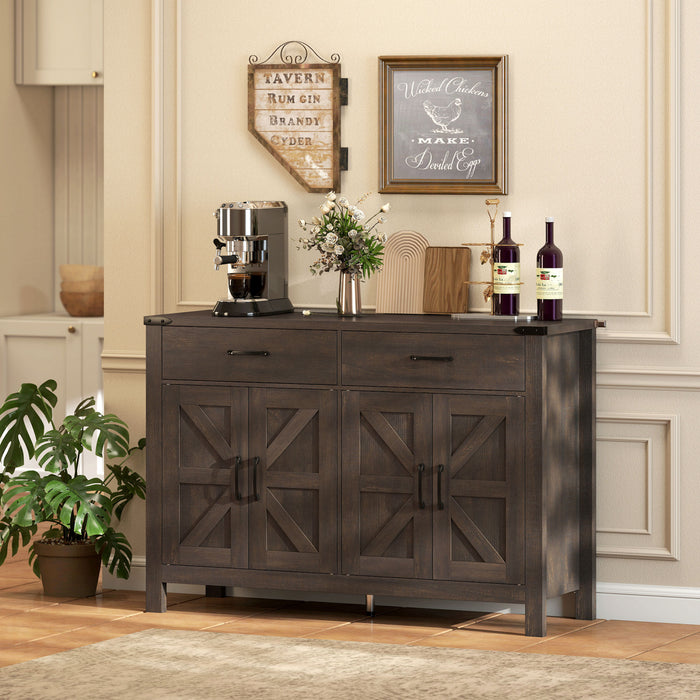 Buffet HOMCOM avec Tiroirs et Etageres, Buffet de Style Ferme