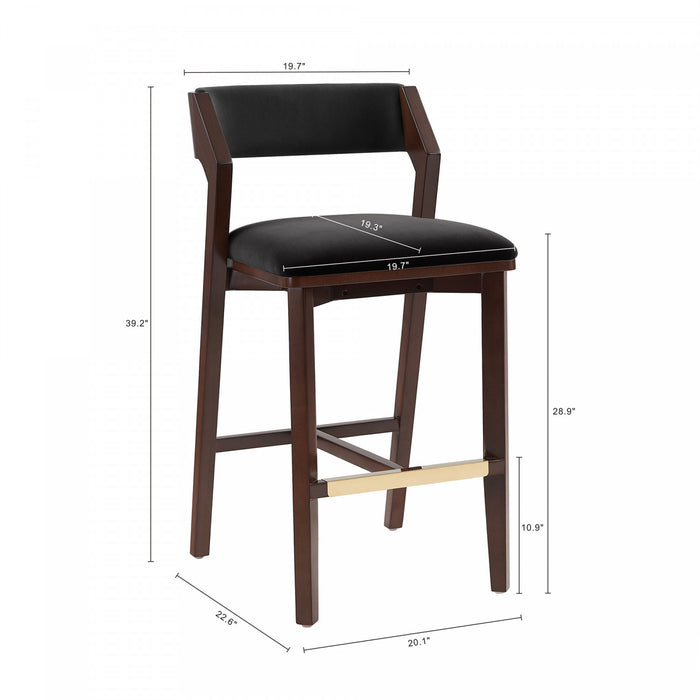 Tabouret de bar moderne Patricia en bois et tissu noir