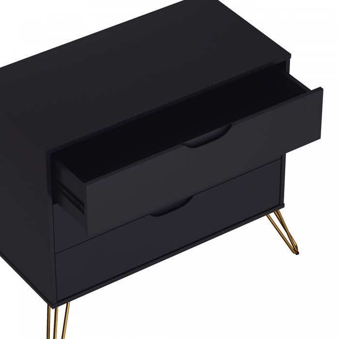 Commode Avira Mid-Century Modern 89 cm en noir (3 tiroirs)