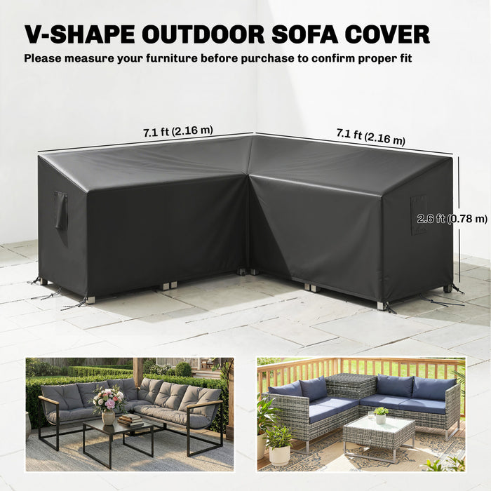 Outsunny Housse pour Sectionnel en Forme de V, Impermeable et Anti-UV, 216 x 216 cm, Noir