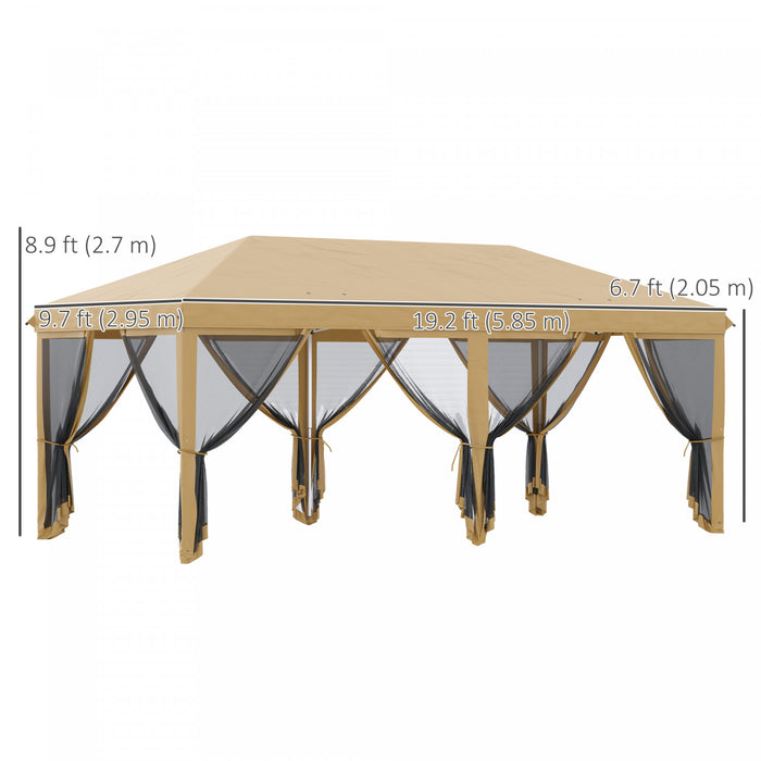 Outsunny Auvent 10'x20' Avec 6 Filets En Maille Sur Parois Laterales, Beige