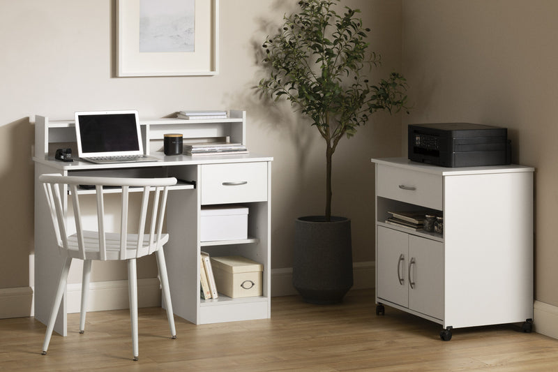 Axess Bureau de travail avec support à clavier avec Port USB Blanc solide, de Meubles South Shore