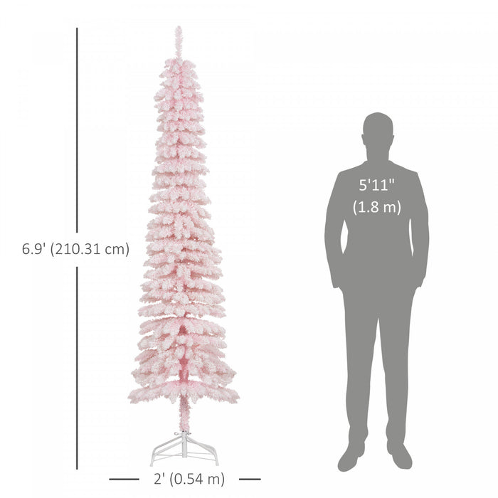 HOMCOM Arbre de Noel artificiel de 7pi, avec 490 branches realistes, rose