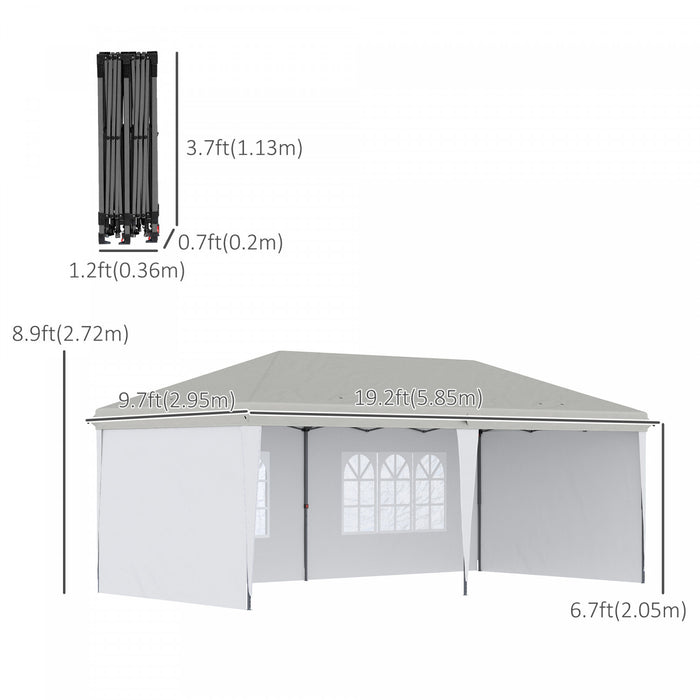 Outsunny 10'x 20' Abri Instantane Tente De Partie, Auvent D'exterieur Avec Sac De Transport, Blanc