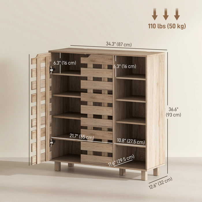 HOMCOM Armoire a chaussures avec placard a 5 niveaux et 5 etageres ouvertes