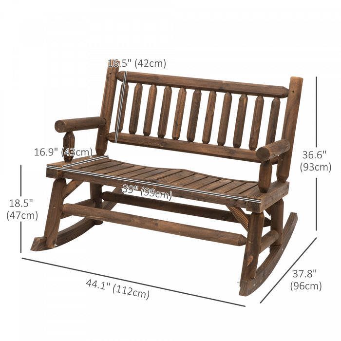 Outsunny Chaise A Bascule D'exterieur Pour 2 Personnes Avec Design A Lattes