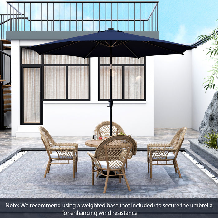 Costway Parasol de table de patio 10 FT avec 112 LED solaire, inclinaison avec manivelle, exterieur marine