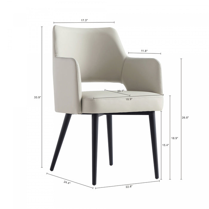 Fauteuil moderne Tremont en metal et cuir vegetalien gris pierre