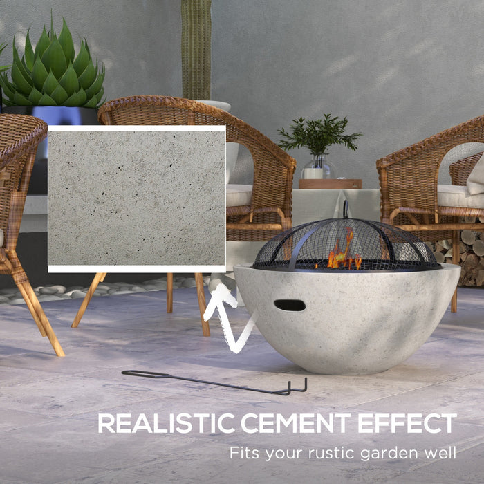 Outsunny Barbecue Avec Foyer 2 En 1, Barbecue Au Charbon De 24 Po, Gris