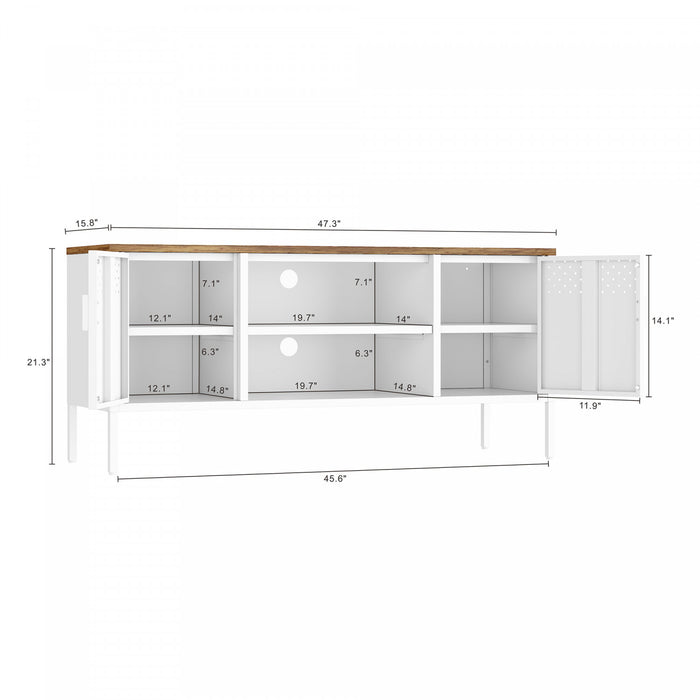Armoire de rangement moderne Landen 47\" en metal, coloris blanc