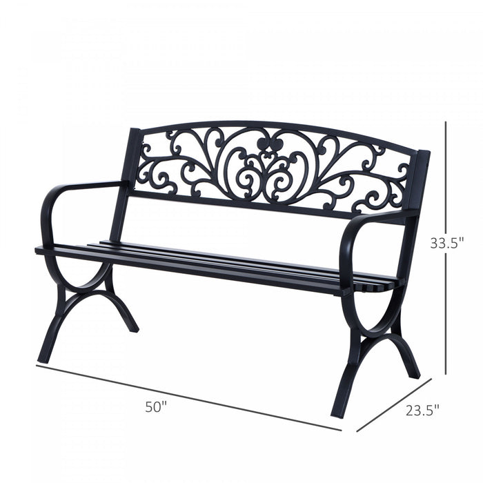 Banc De Jardin Outsunny 50\", Chaise Decorative De Patio Porche, Noir