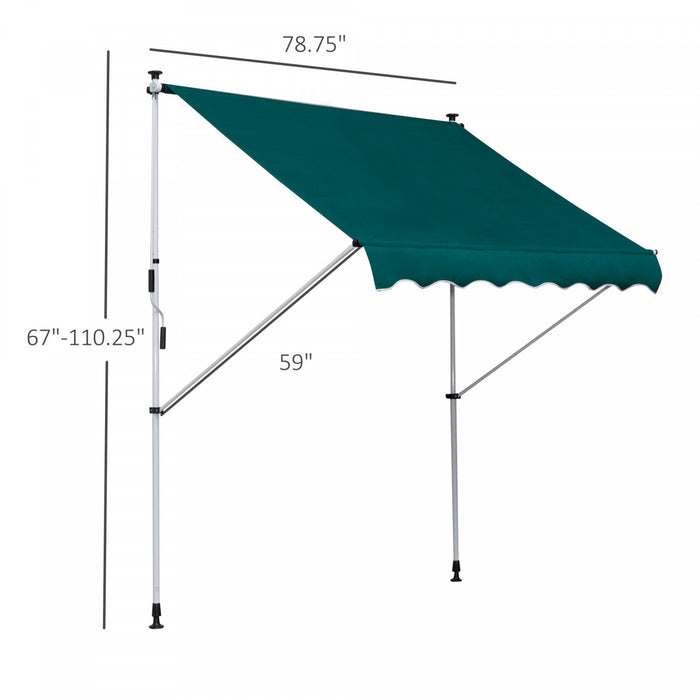 Outsunny Store Banne Manuel Retractable Inclinaison Reglable Installation Rapide Metal Alu Polyester Vert