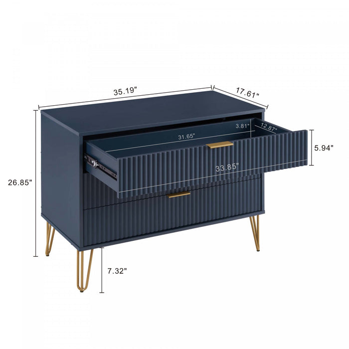 Ensemble moderne de commode 2 pieces Dumbo en bleu minuit