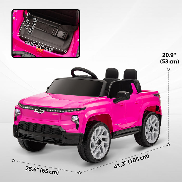 Qaba Voiture Electrique 12 V Pour Enfants, Chevrolet Silverado Ev Rst, Voiture Pour Enfants Alimentee Par Batterie Avec Telecommande Parentale, Suspension A Ressort, Rose