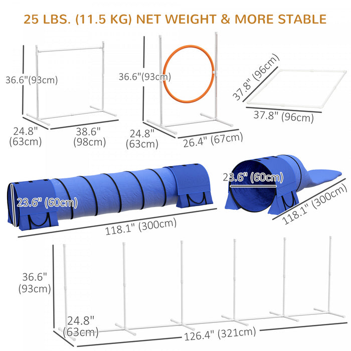 Equipement d'entrainement d'agilite pour chien, 7 pieces
