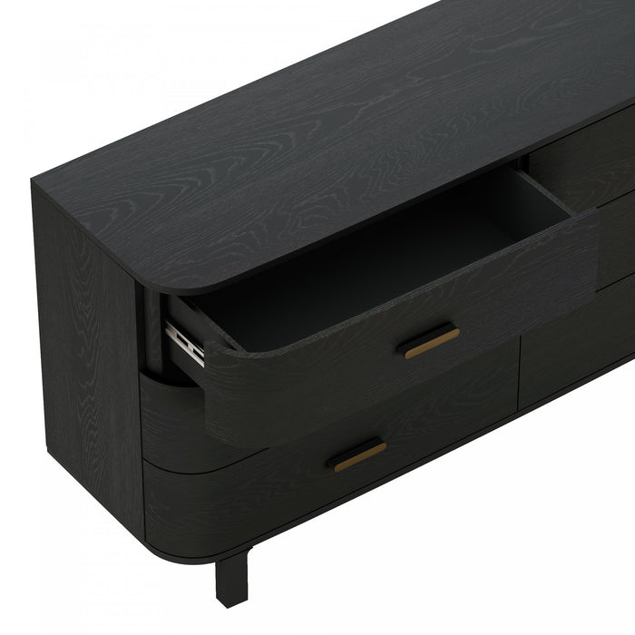 Commode contemporaine Solara 68\" en bois massif noir (6 tiroirs)