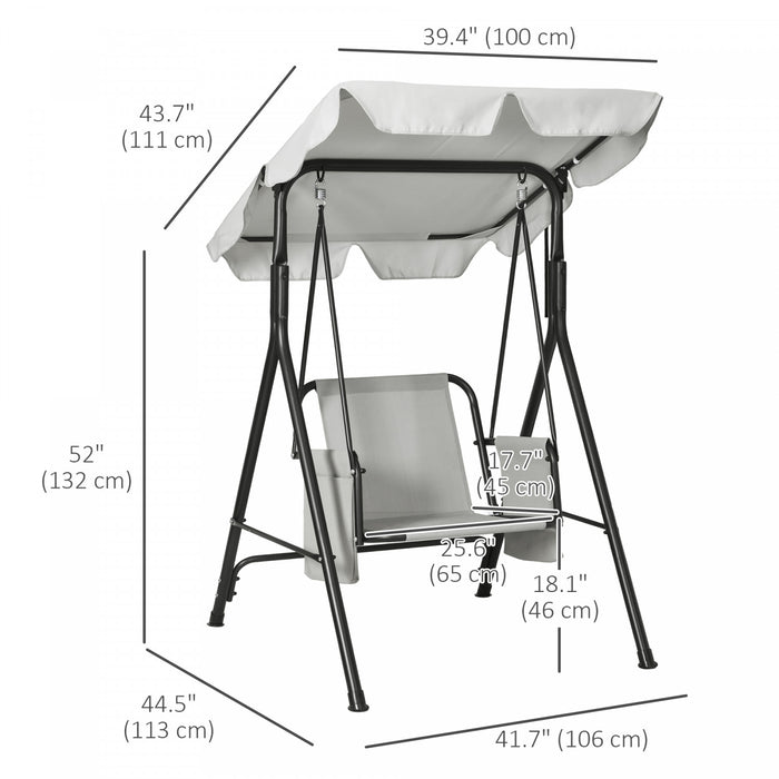 Outsunny Balancoire De Patio 1 Place Avec Auvent Reglable Et Coussins