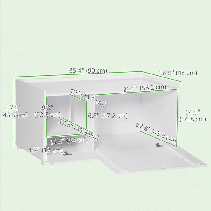 Meuble Cache-Litiere avec Espace de Rangement, Blanc