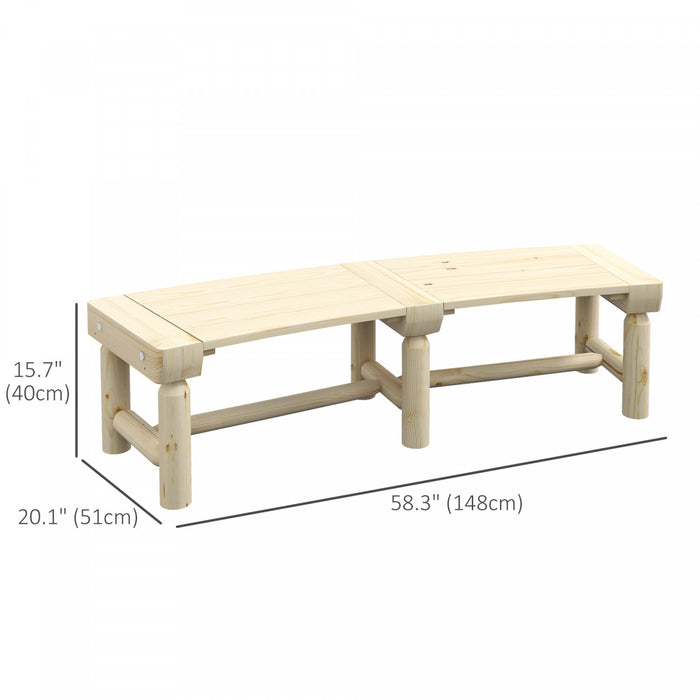 Banc D'arbre De Jardin Rond En Bois Outsunny Avec Siege A Lattes, Naturel