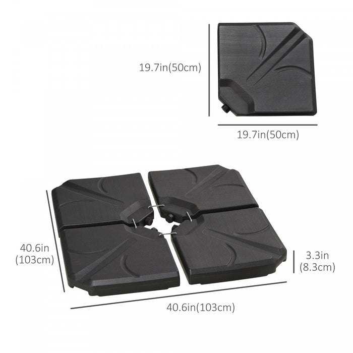 Outsunny Support de base de parasol 4 pieces avec verrouillage en U, noir
