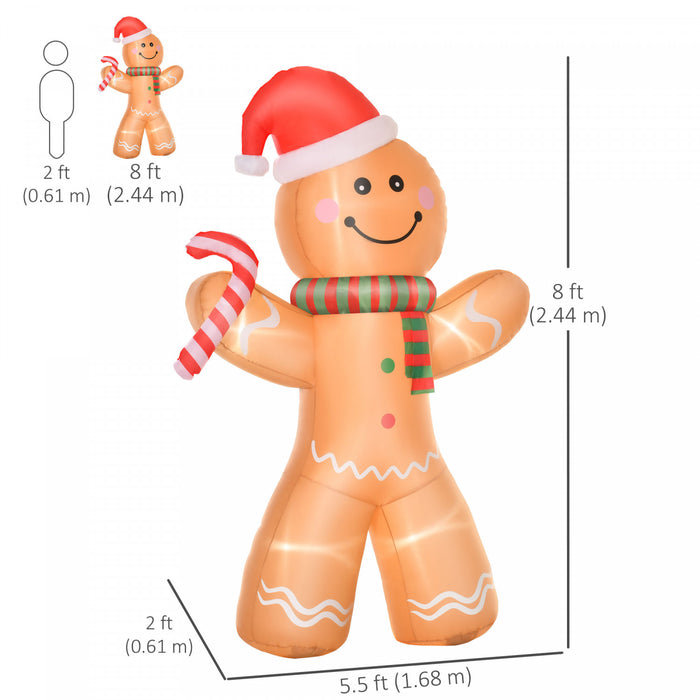 HOMCOM Bonhomme en pain d'epices gonflable de 8pi, decoration d'exterieur