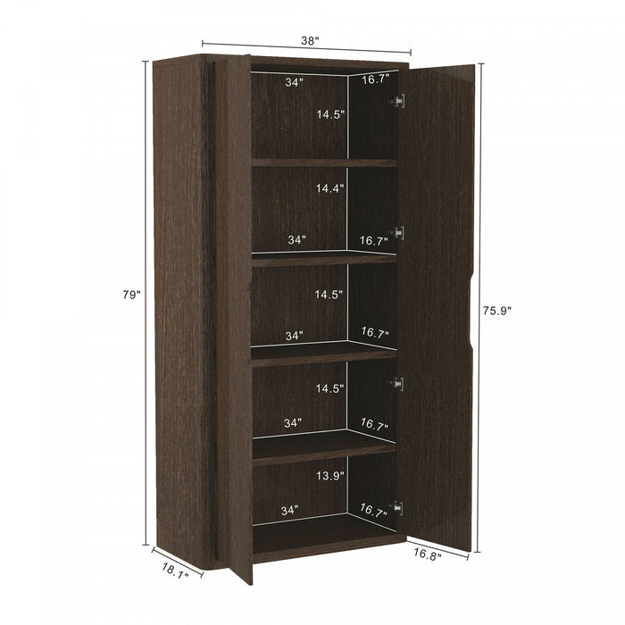 Armoire bibliotheque moderne Rivington 38\" en noyer - Lot de 2