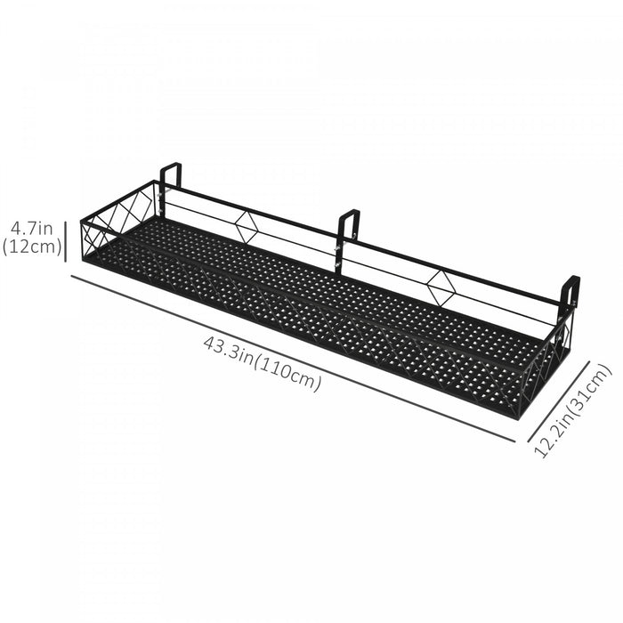 Outsunny 43'' X 12'' Support De Pot De Fleurs Suspendu Avec Crochets, Support De Pot De Plantes En Metal, Etagere De Rampe, Fenetres Decorer Pour L'exterieur Jardin Balcon Cloture Patio