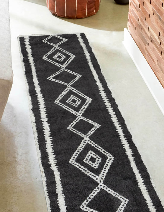 Tapis Contemporain Zelda 2'3\" x 7'6\" en Noir