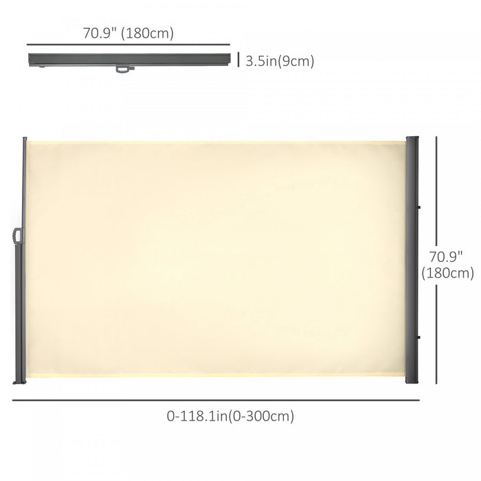 Outsunny Auvent Lateral Retractable Ecran De Confidentialite Pliable, Creme