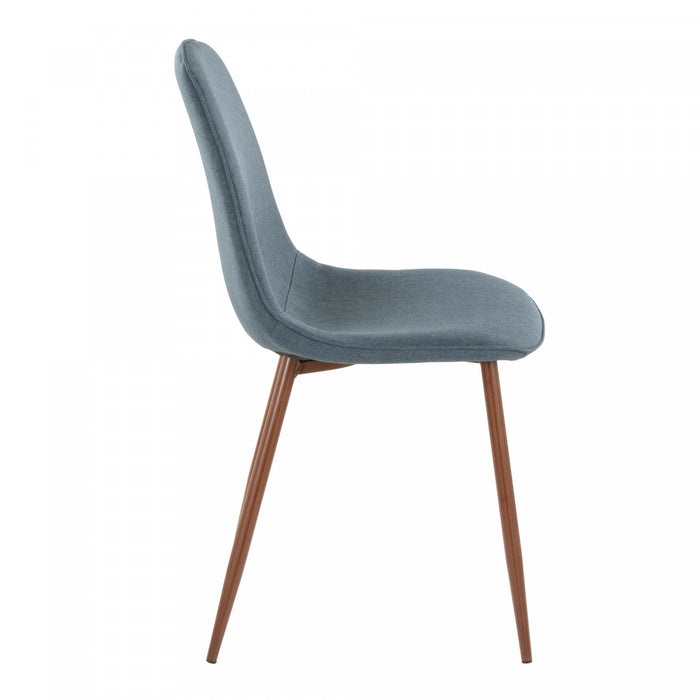 Chaise d’appoint de salle à manger moderne du milieu du 20e siècle Pebble en tissu bleu - ensemble de 2