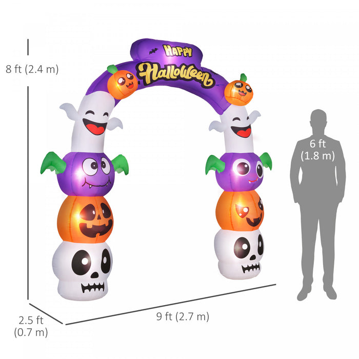 Outsunny Arche Gonflable D'halloween De 8 Pi, Affichage Exterieur A Led