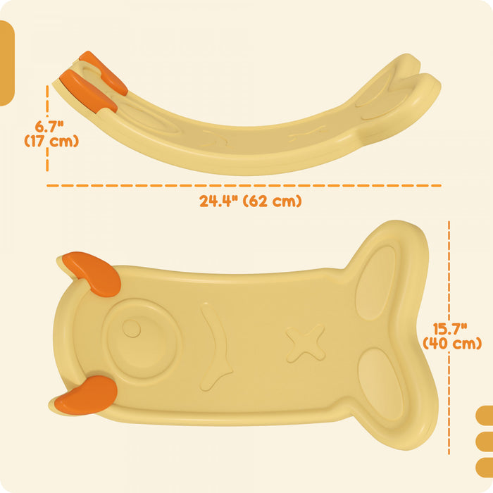 Qaba Planche d’equilibre enfant 62 cm, planche a bascule courbee pour tout-petits, jaune