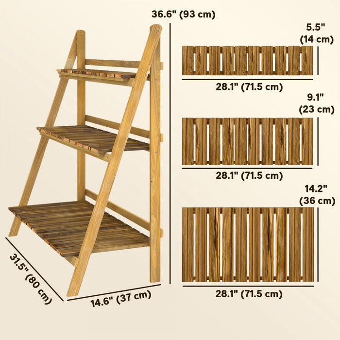 Outsunny Etagere a fleurs bois naturel