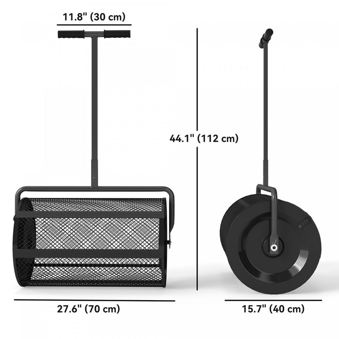 Outsunny Epandeur de compost, epandeur avec poignee reglable, noir