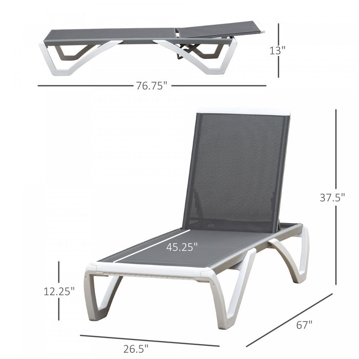 Chaise Longue Exterieure Outsunny, Chaise De Bronzage En Aluminium Pour Patio, Grise