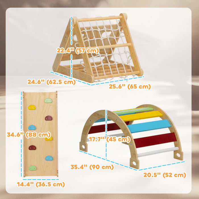 Qaba Ensemble Triangulaire 7 En 1, Jouets D'escalade Pour Tout-petits En Interieur, Ensemble D'escalade Pour Enfants, Avec Rampe, Echelle En Arc, Pour 18 A 48 Mois, Multicolore