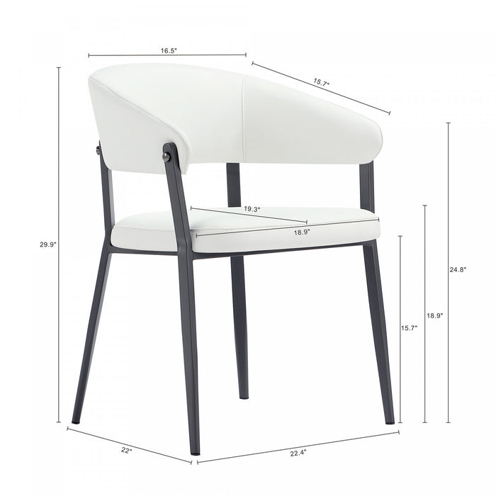 Chaise de salle a manger moderne en metal et tissu Belle, blanche - Lot de 2