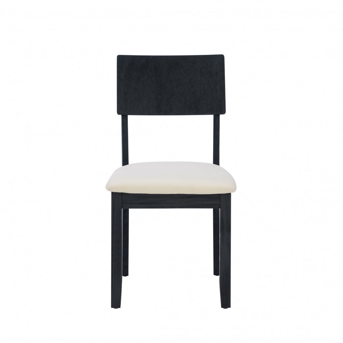 Chaise de salle à manger Jorissen en tissu d’apparence lin anthracite foncé - ensemble de 2