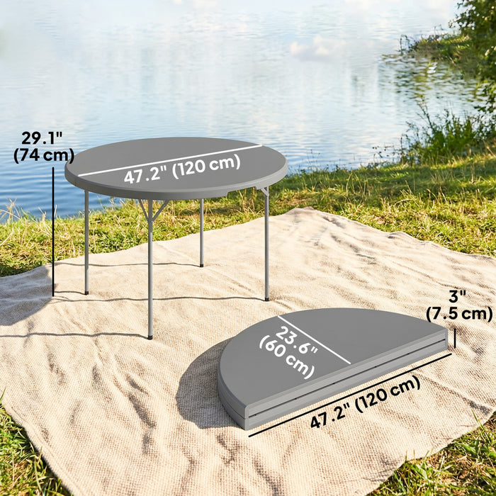 Outsunny Table de Pique-Nique Pliante 120 cm avec Patins Antiderapants, Gris