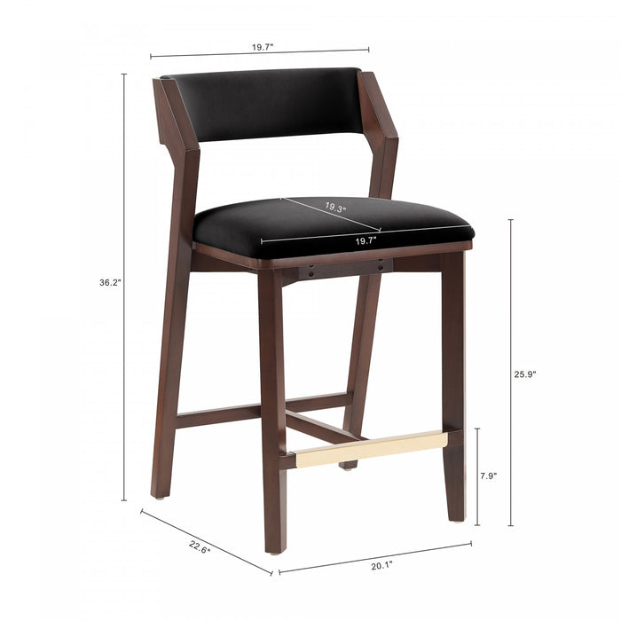 Tabouret de comptoir moderne Patricia en bois avec revetement en tissu, coloris noir