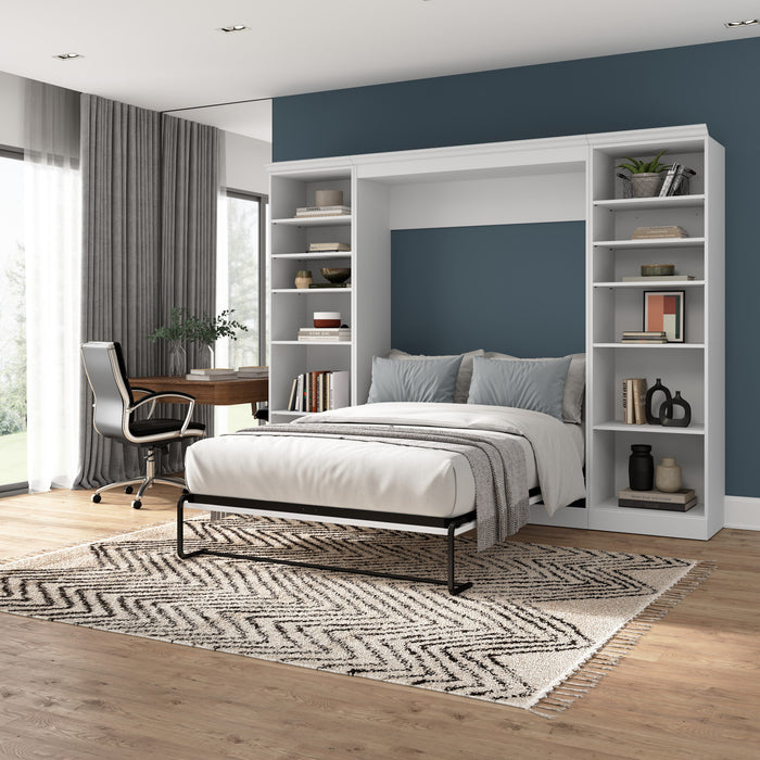 Lit double escamotable Versatile de Bestar avec organisateurs de garde-robe (109 po [L]) - blanc