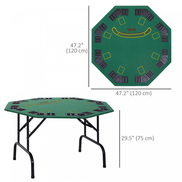 Soozier Table de poker pliante 47\" pour 8 joueurs avec porte-gobelets, vert