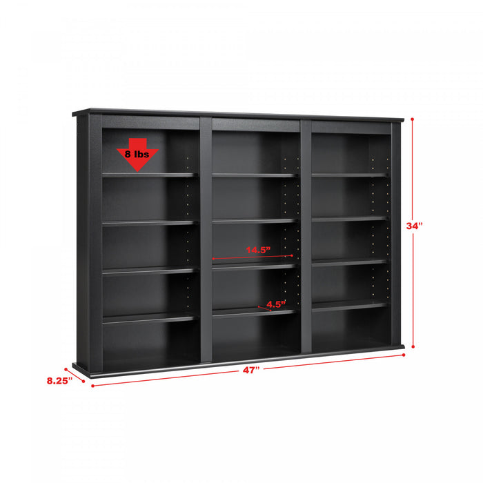 Meuble de rangement mural triple - noir