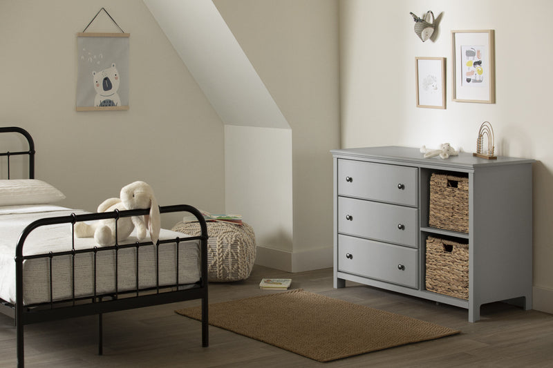 Cotton Candy Commode 3 Tiroirs Avec Paniers De Rangement - Gris Clair