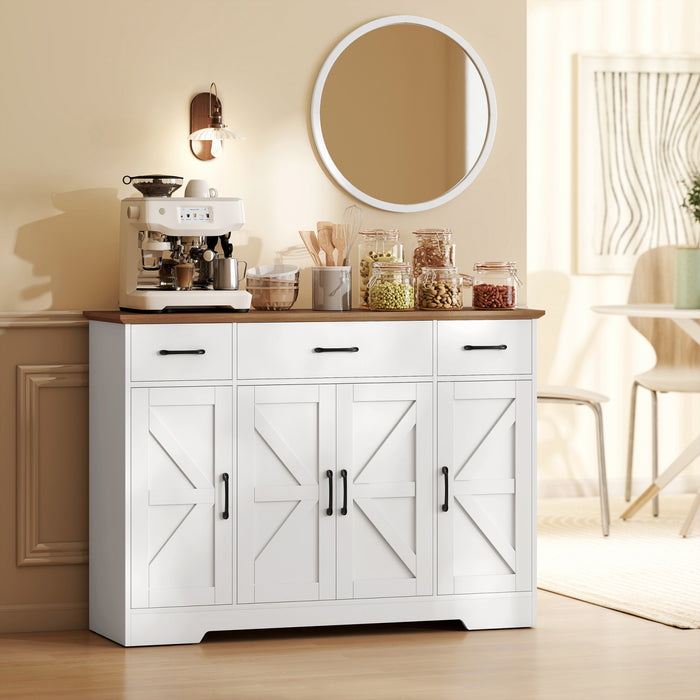 HONCOM Buffet avec charnieres a fermeture amortie, meuble de cuisine, blanc