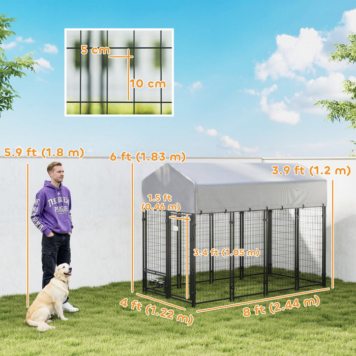Chenil Exterieur pour Chien, Parc de Jeu avec Porte Verrouillable, Vert