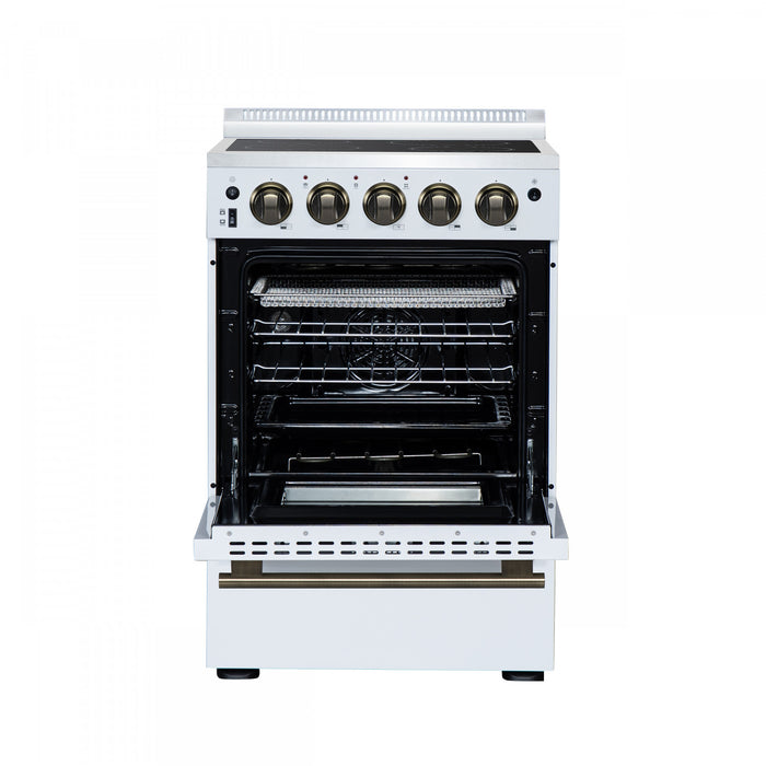 Cuisiniere electrique Loiano de 24 po en blanc, 2,3 pi³ avec tiroir de rangement - FFSEL6099-24WHT