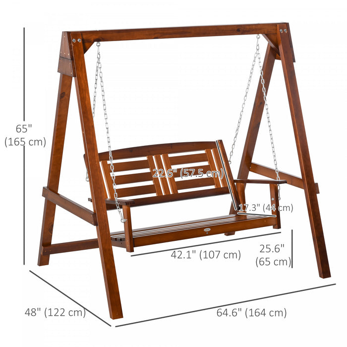 Outsunny Banc De Porche En Bois Avec Support, Causeuse, Naturel