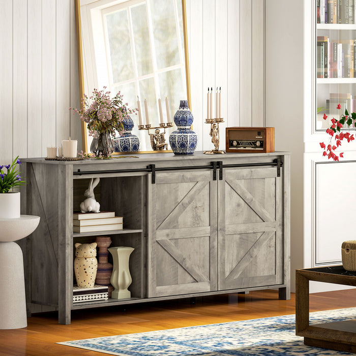 HOMCOM Buffet de ferme avec portes gris clair vieilli